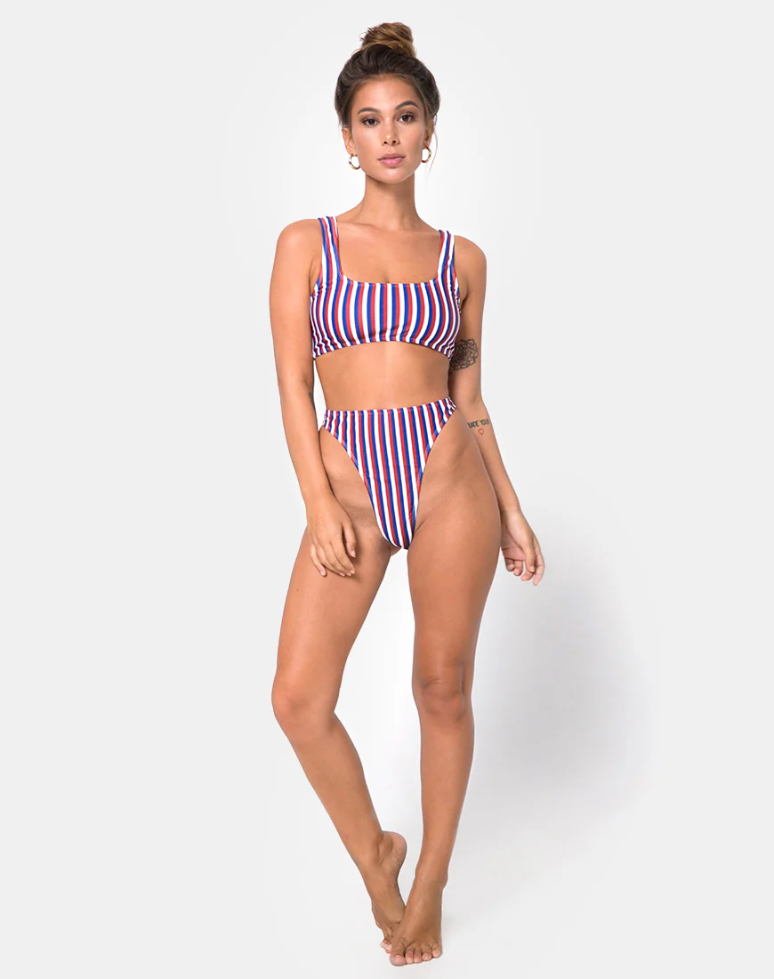 Abadie Top Bikini in Triple Stripe Print - Image 3
