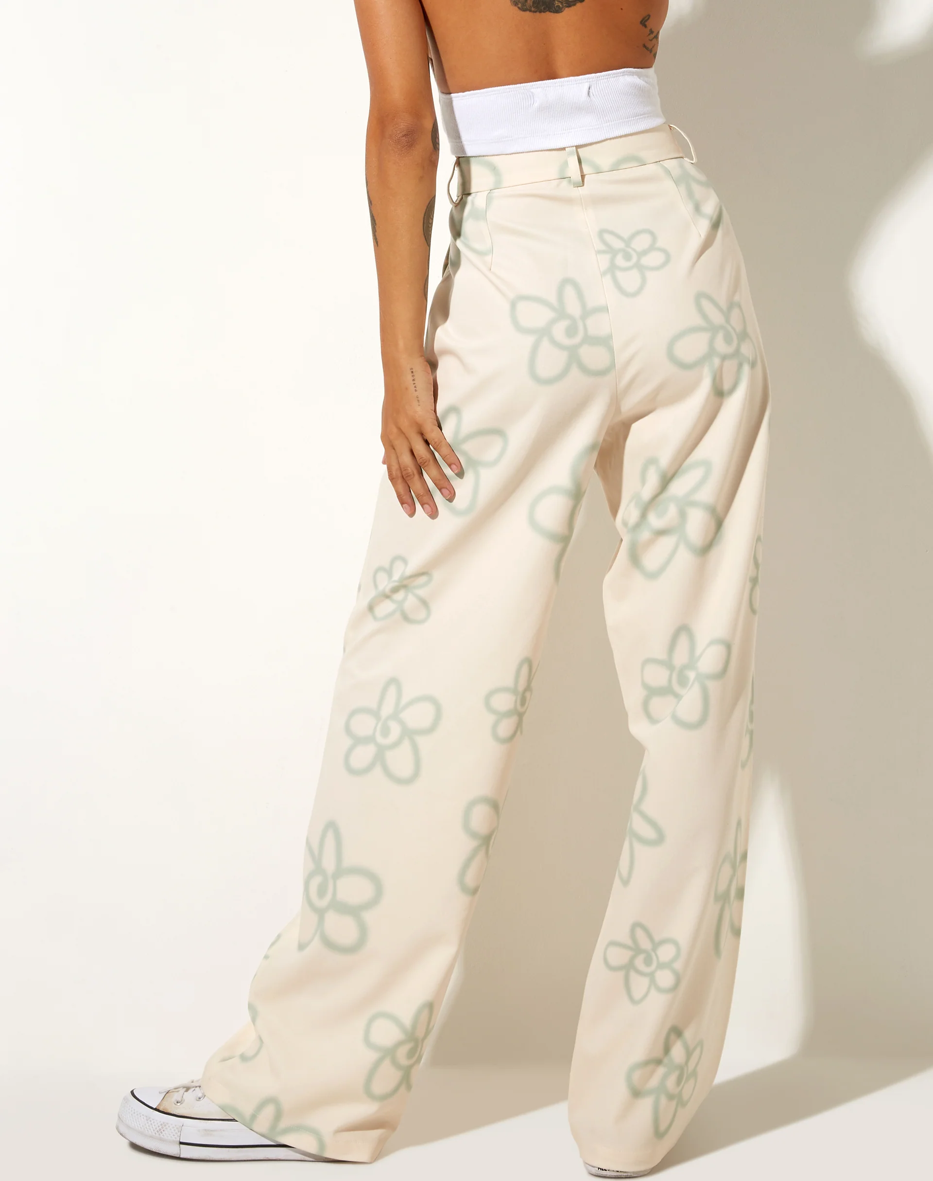 Abba Trouser in Tailoring Graffiti Flower Cream - Image 4