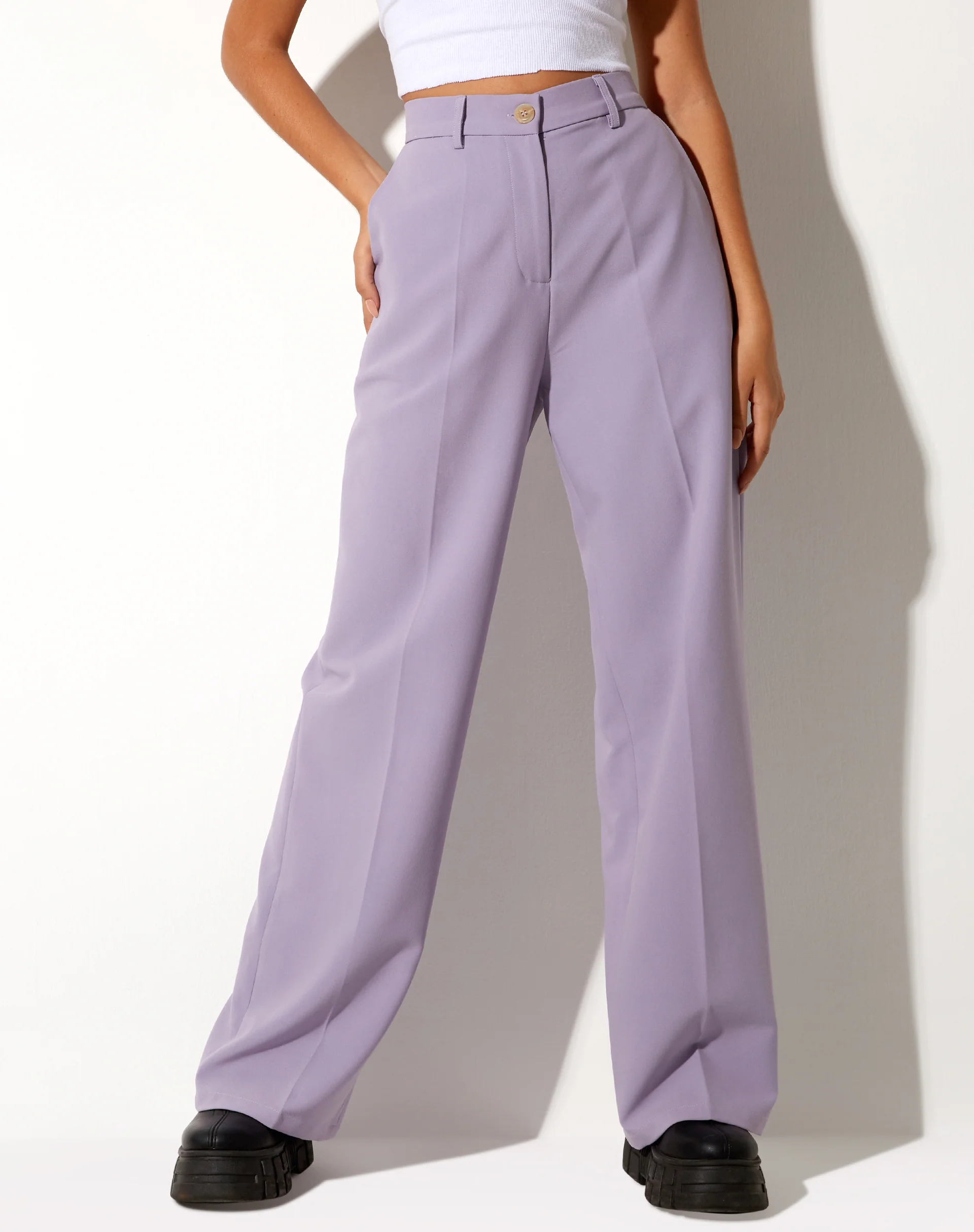 Abba Straight Leg Trouser in Tailoring Purple - Image 4