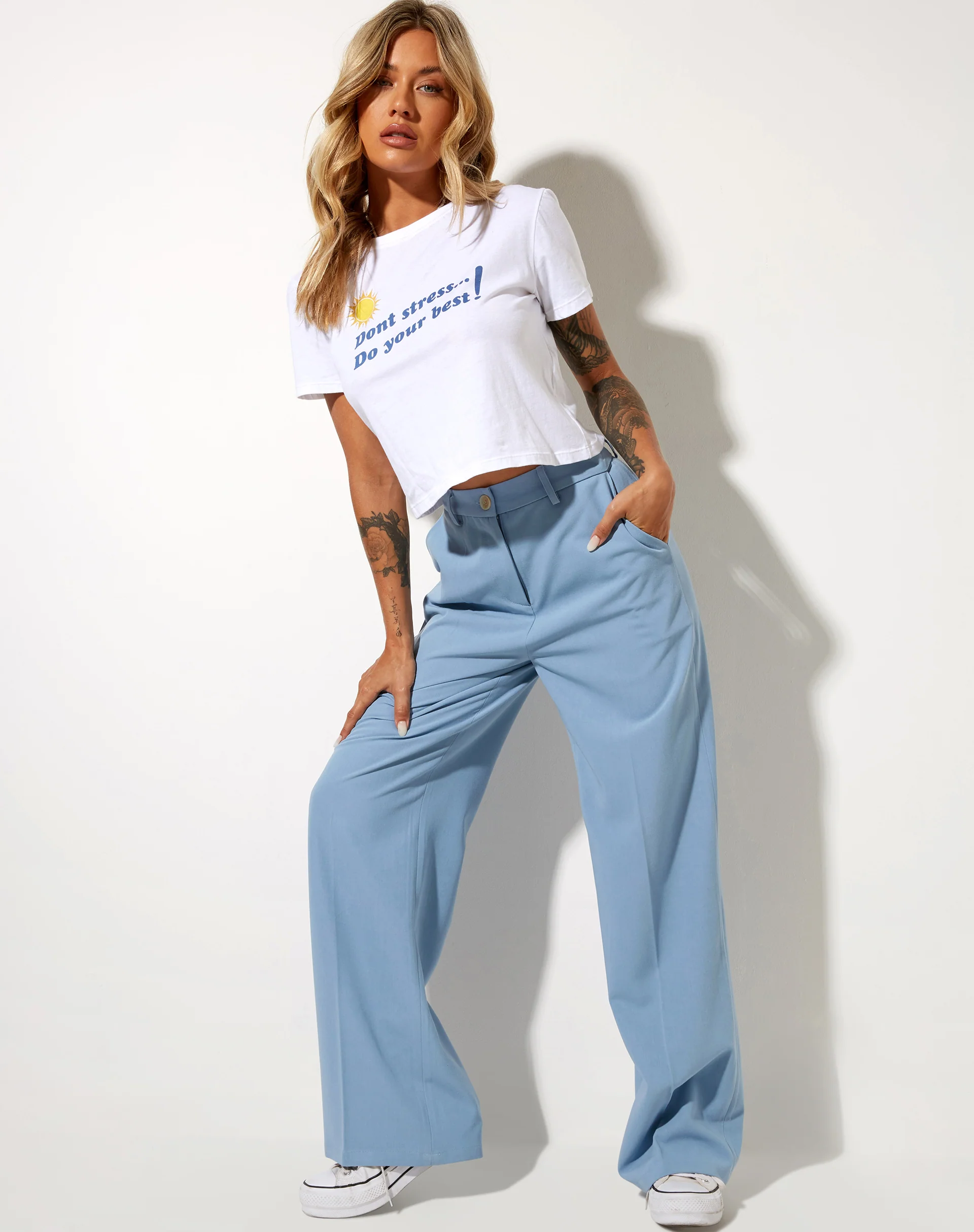 Abba Straight Leg Trouser in Tailoring Blue - Image 4