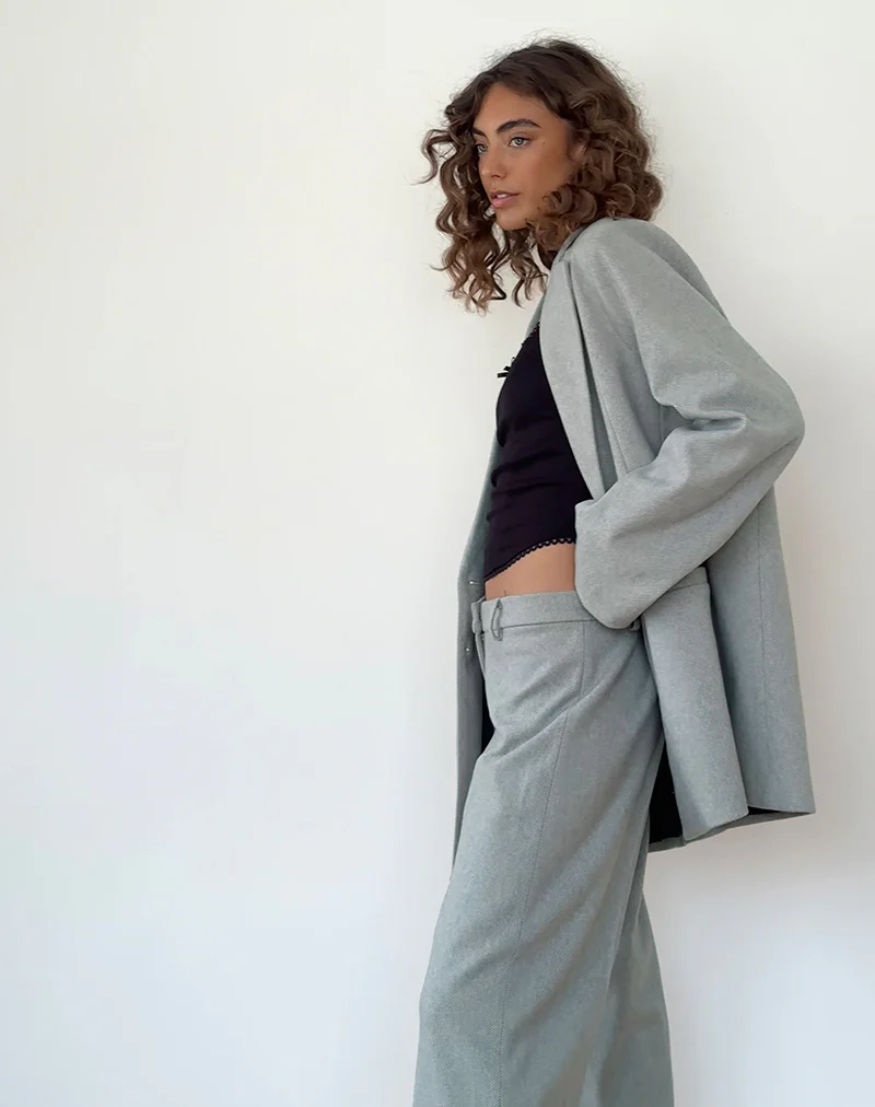 Abdel Faux Wool Tailored Trouser in Grey - Image 2