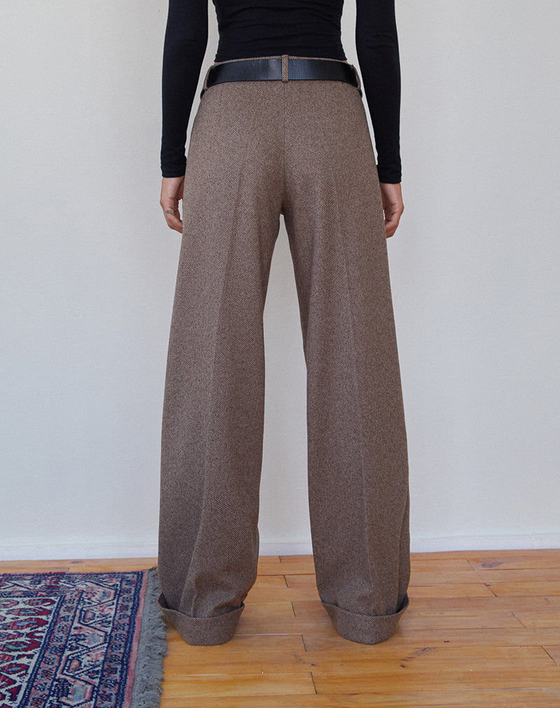 Abdel Faux Wool Tailored Trouser in Walnut - Image 2