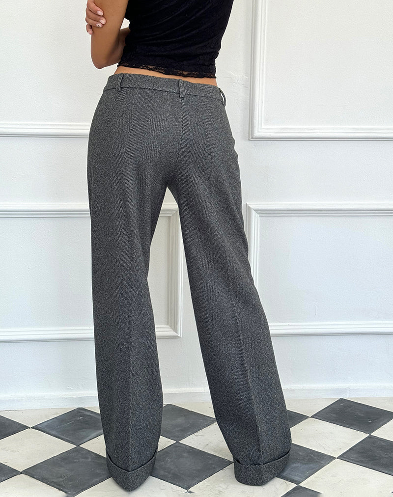 Abdel Faux Wool Tailored Trouser in Charcoal Grey - Image 3