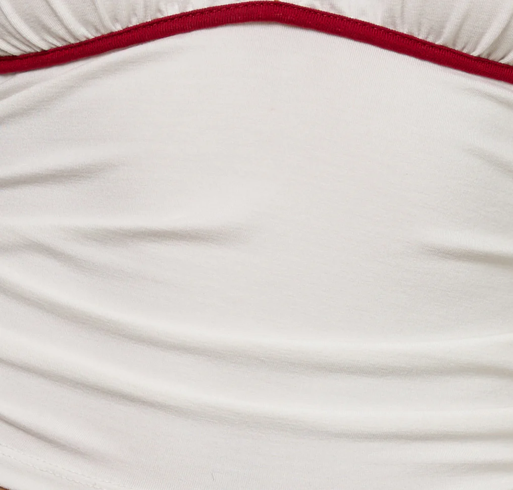 Abeth Halterneck Top in White with Adrenaline Red Piping - Image 5