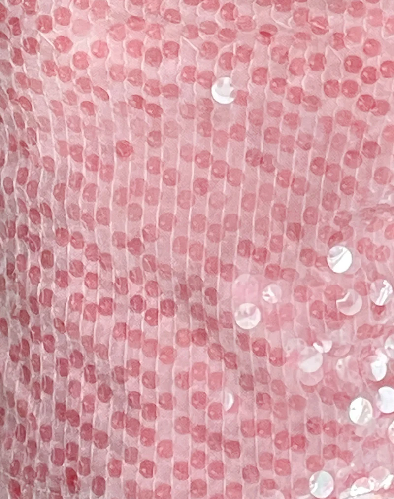 Abony Cami Top in Big Sequin Clear Tinted Pink - Image 6
