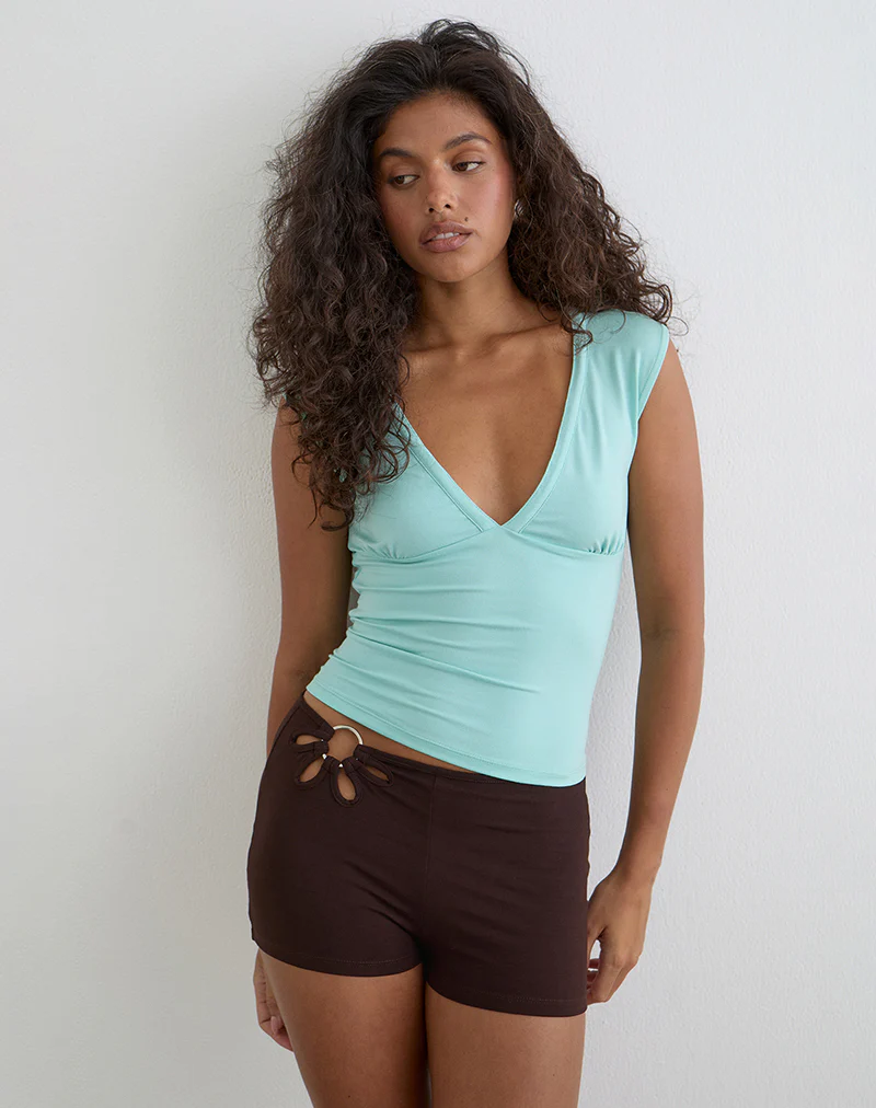 Abril Short with Flower Ring in Bitter Chocolate - Image 4