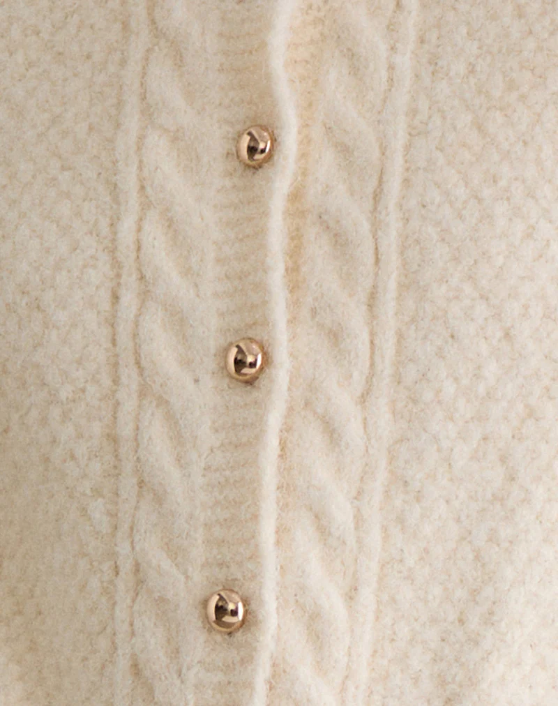 Aceso Cardigan in Brush Knit Ivory - Image 6