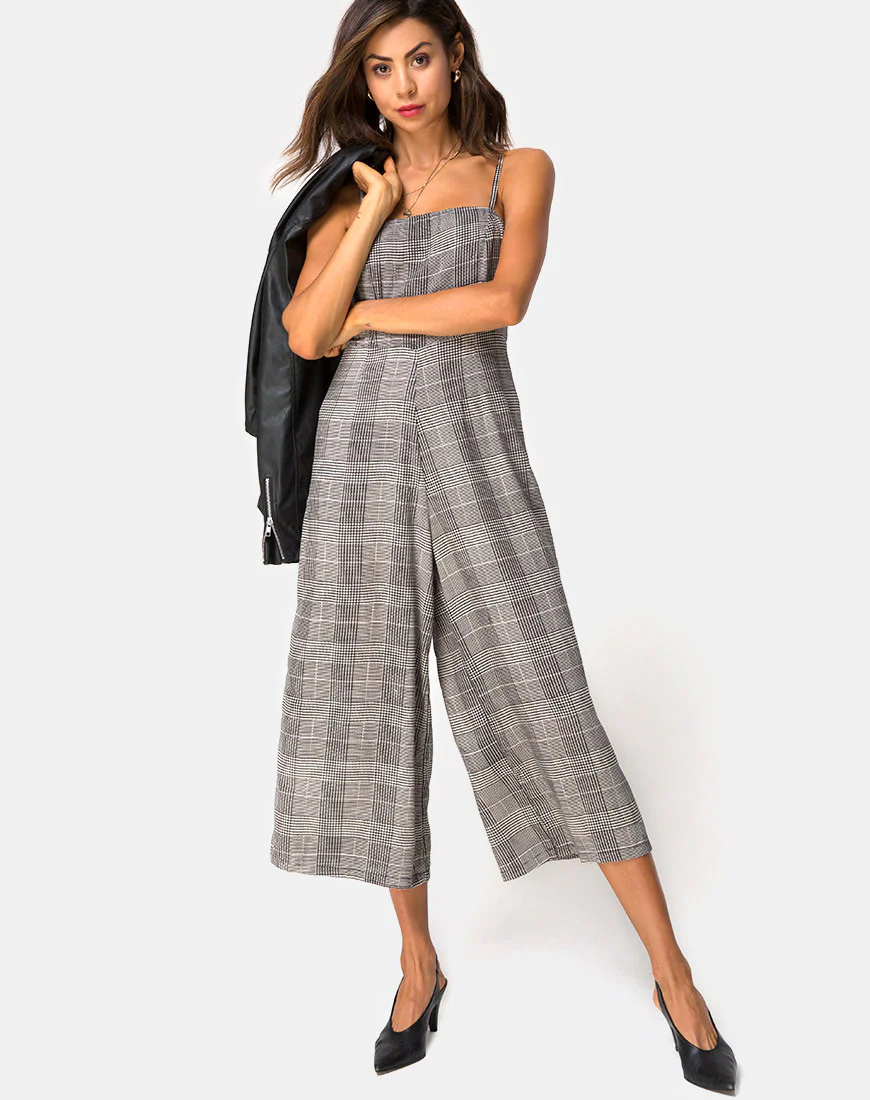 Achem Culotte Jumpsuit in Charles Check Grey - Image 2