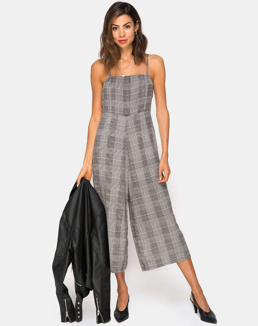 Achem Culotte Jumpsuit in Charles Check Grey - Image 4