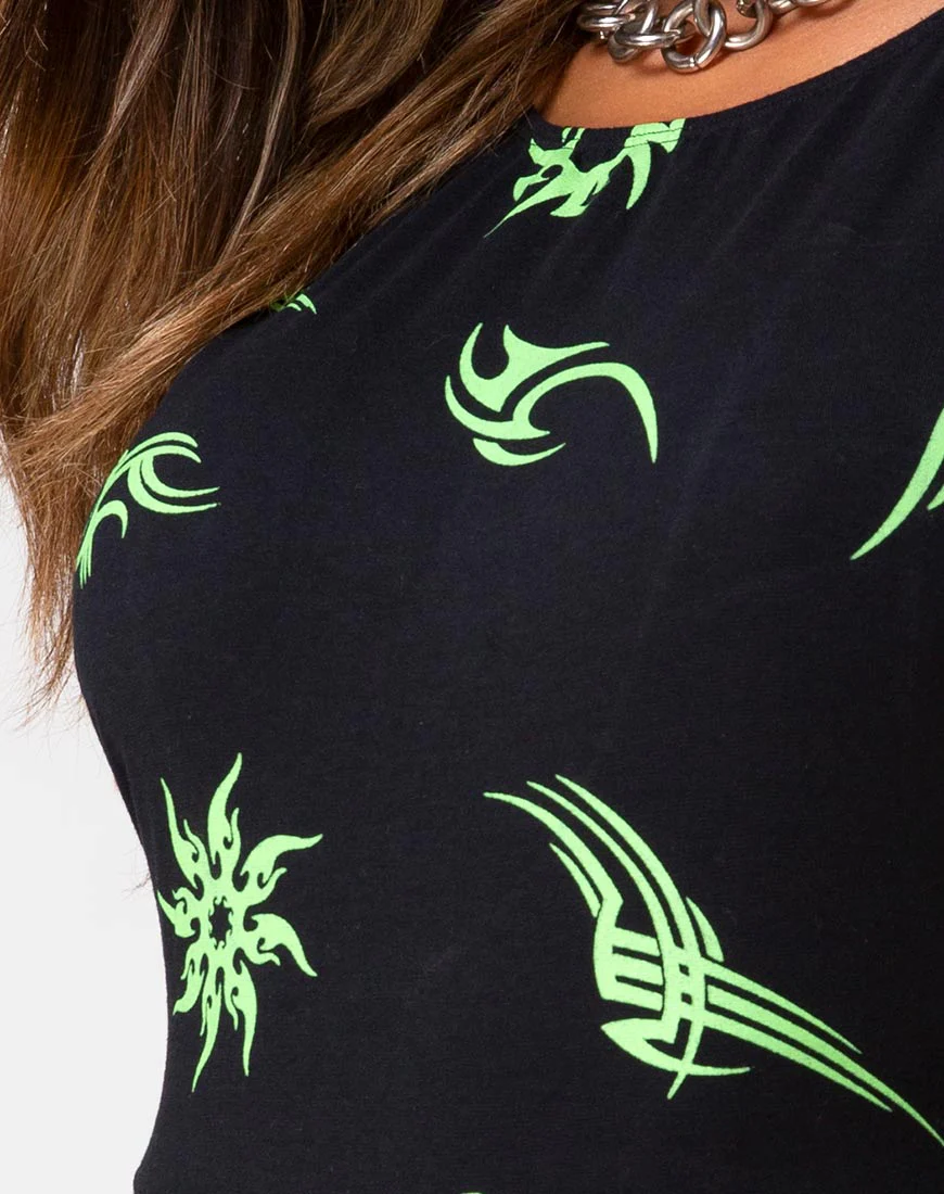 Acro unitard in Black with Tribal Repeat - Image 5