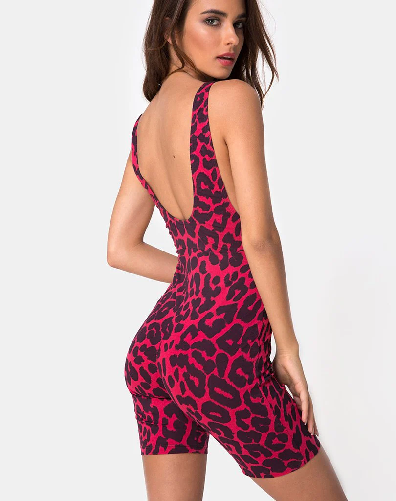 Acro Unitard in Oversize Jaguar Red - Image 2