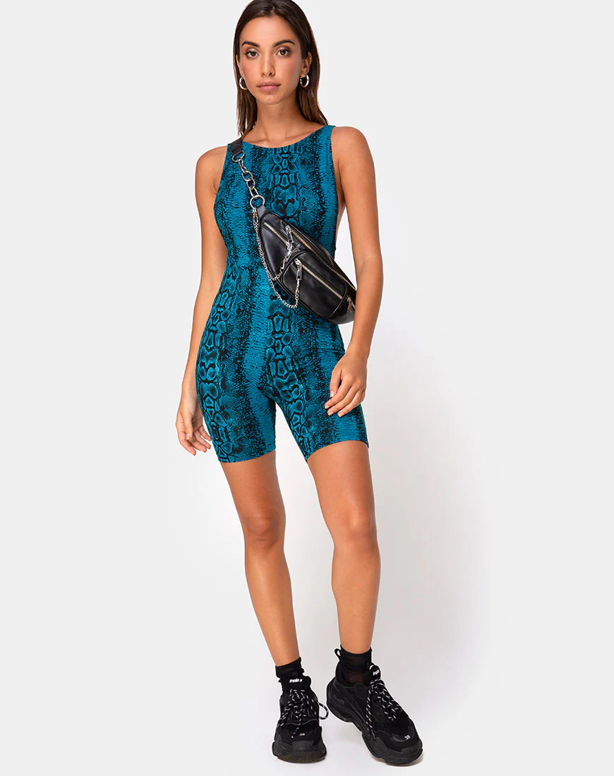 Acro Unitard in Snake Blue - Image 4