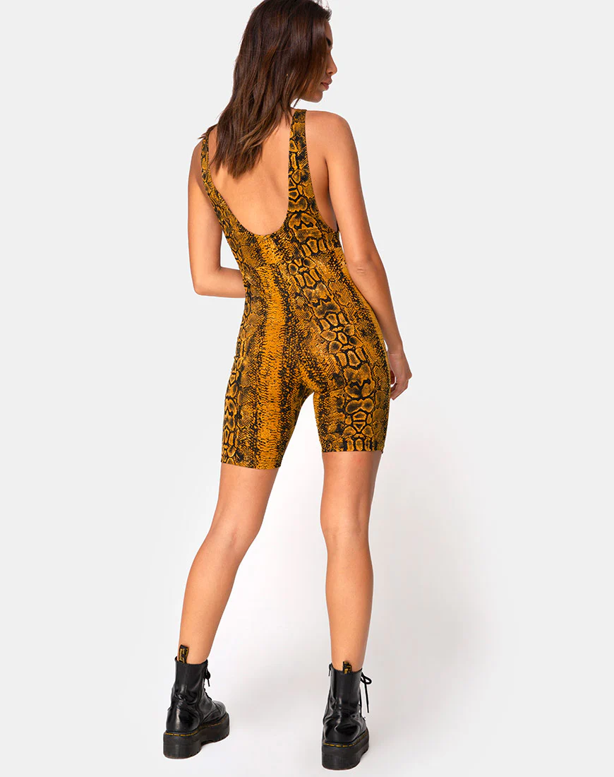 Acro Unitard in Snake Mustard - Image 5