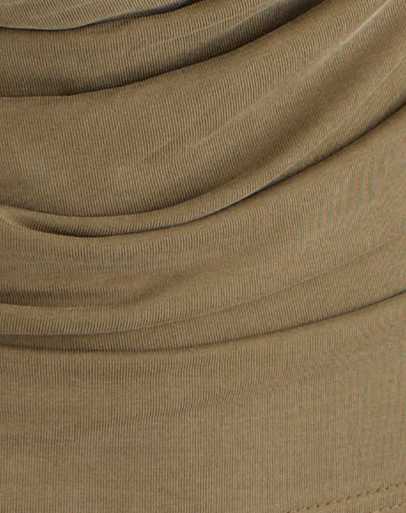 Adaya Long Sleeve Cowl Top in Cupro Olive Stone - Image 6