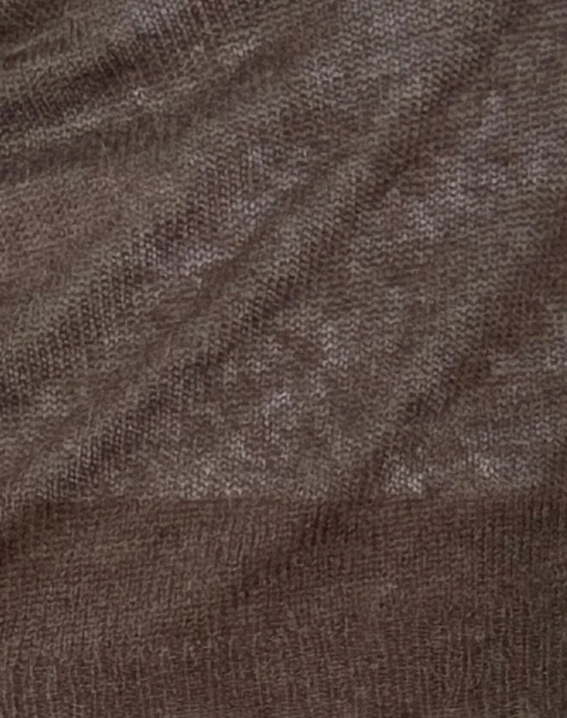 Addison Long Sleeve Sheer Knit Top in Dark Chocolate - Image 5