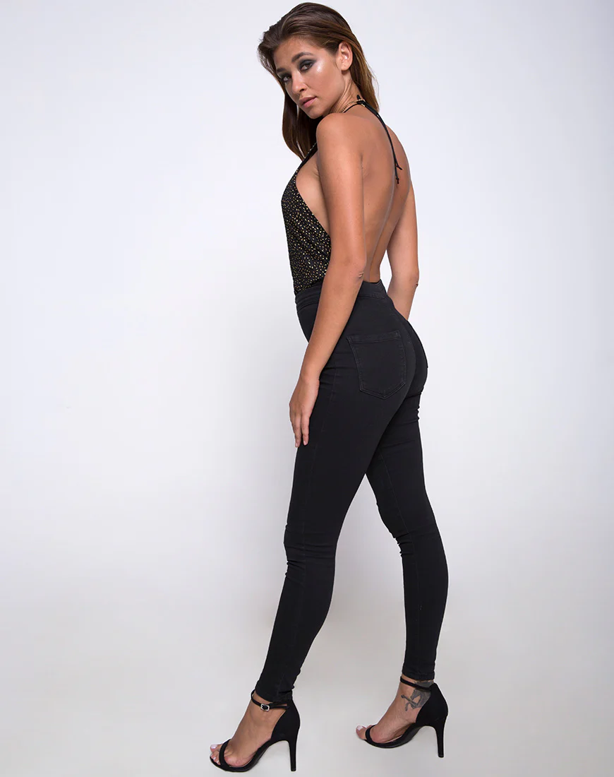 Adela Bodice in Glitter Net Animal Black - Image 4