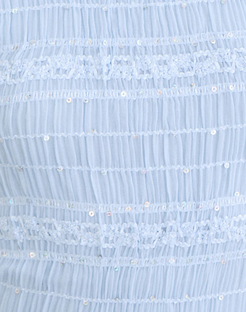 Adisti Top in Sequin Mesh Baby Blue - Image 7