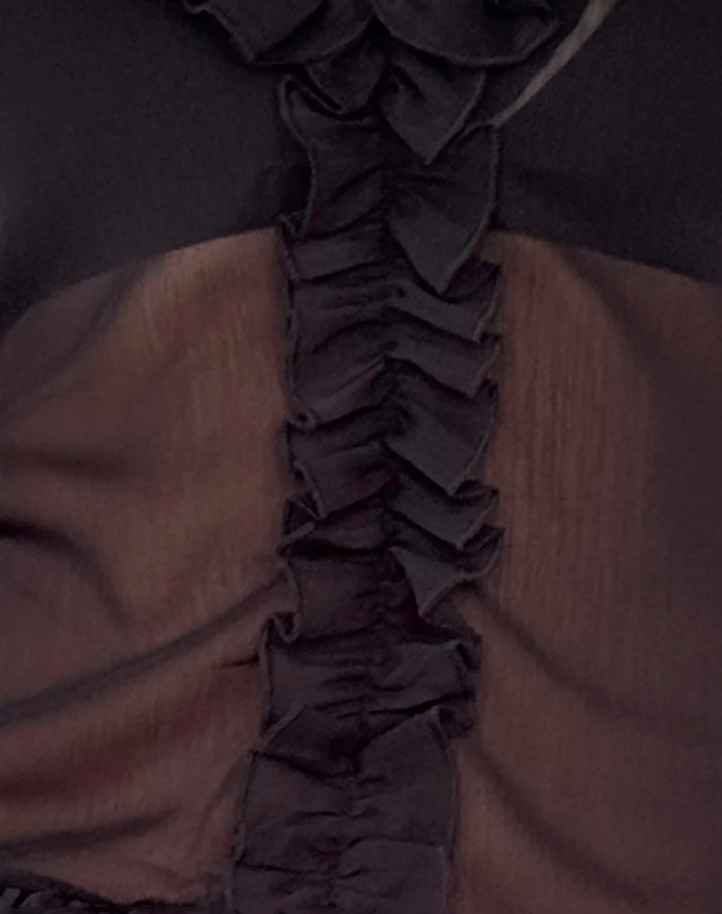 Adriana Ruffle Top in Chiffon Black - Image 6