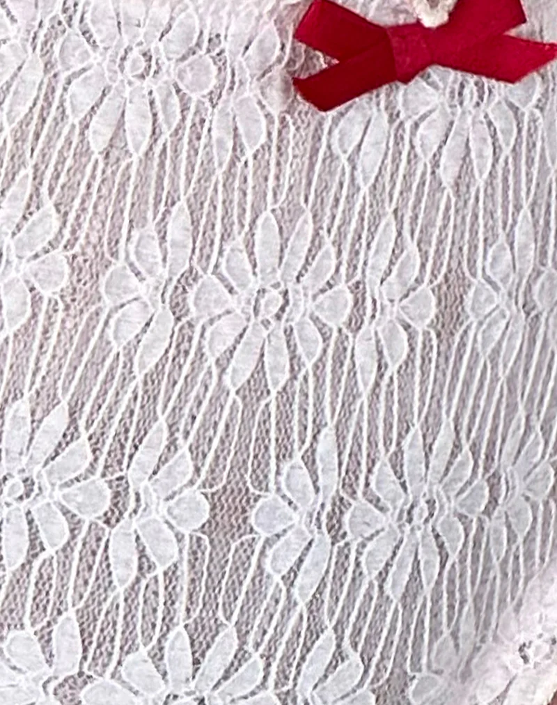 Adrienne Thong in Baby Pink with Lace Red and Bow - Image 7