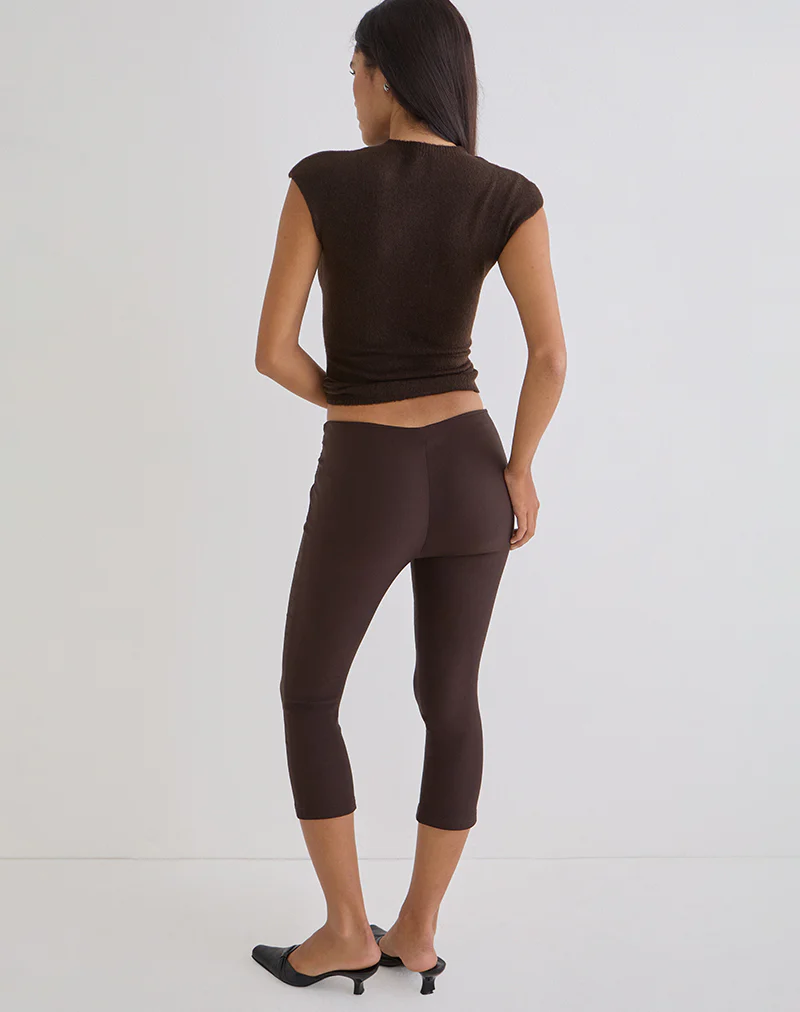 Aelva Lace Up Capri in Tailoring Dark Brown - Image 3