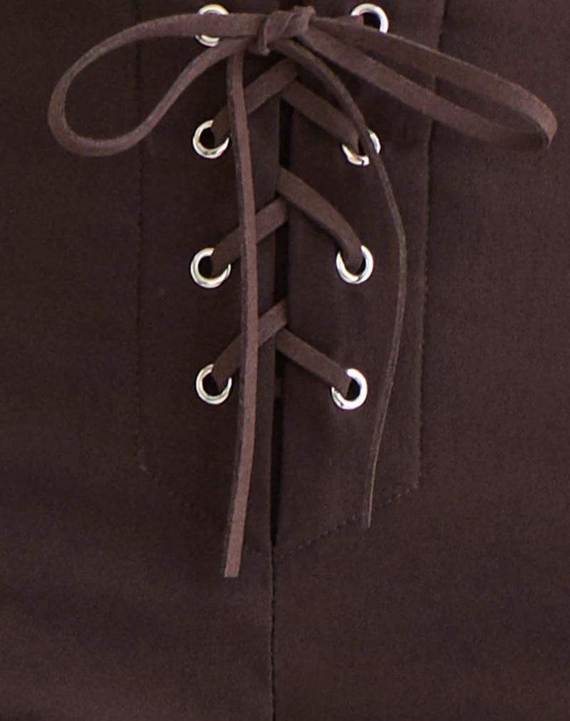 Aelva Lace Up Capri in Tailoring Dark Brown - Image 5