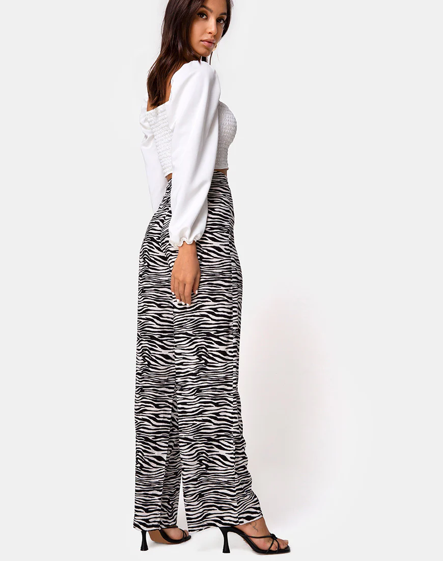 Aely Wide Leg Palazo in Classic Zebra - Image 2