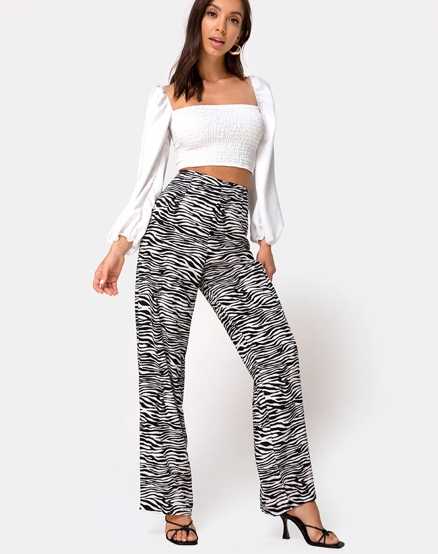 Aely Wide Leg Palazo in Classic Zebra - Image 3