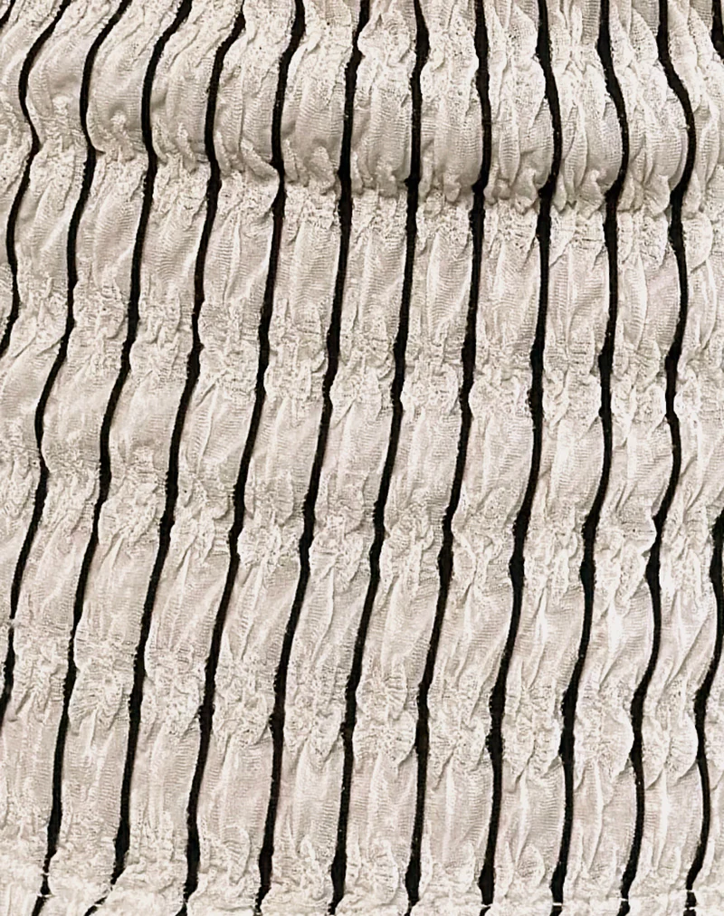 Aghony Bandeau Top in Stripe Textured Mesh Beige - Image 6