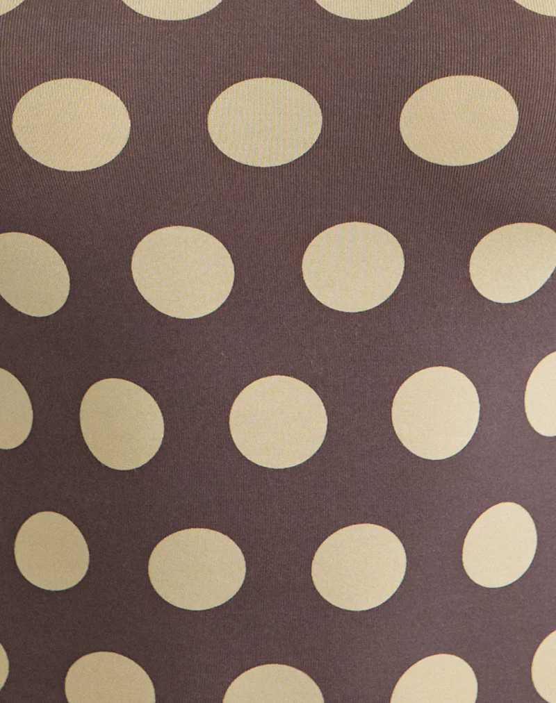 Agneta Tee in Brown with Big Yellow Polka Dots - Image 5