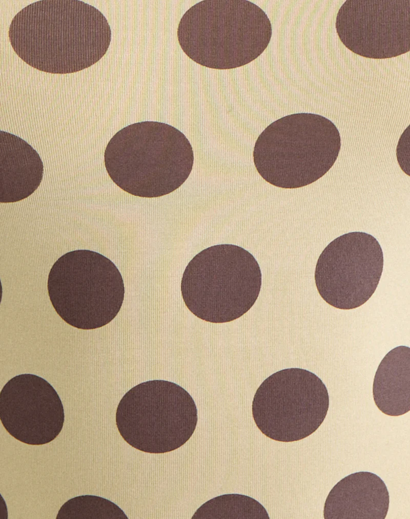Agneta Tee in Yellow with Big Brown Polka Dots - Image 5