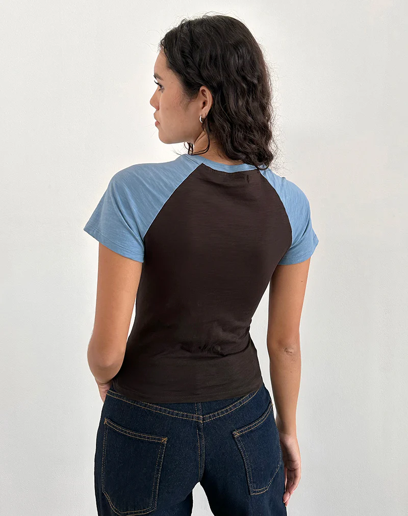 Agneta Tee in Chocolate Brown and Ash Blue Combination - Image 4