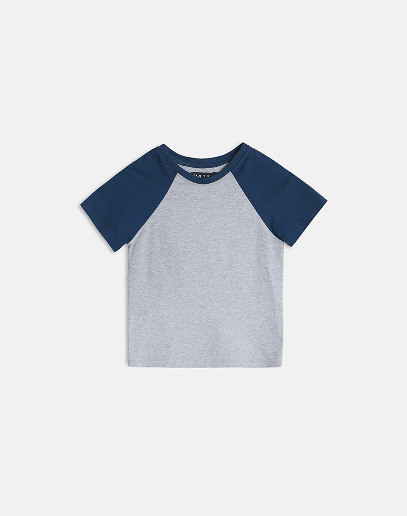 Agneta Tee in Grey Marl and Navy Combination - Image 3