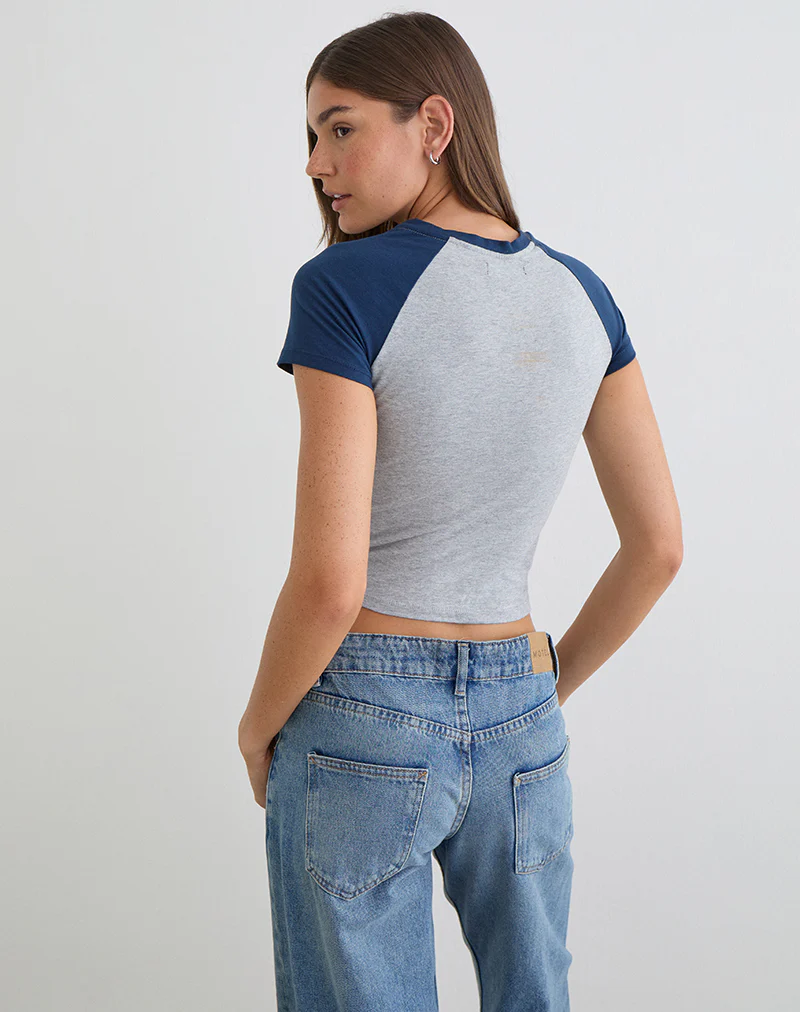 Agneta Tee in Grey Marl and Navy Combination - Image 6