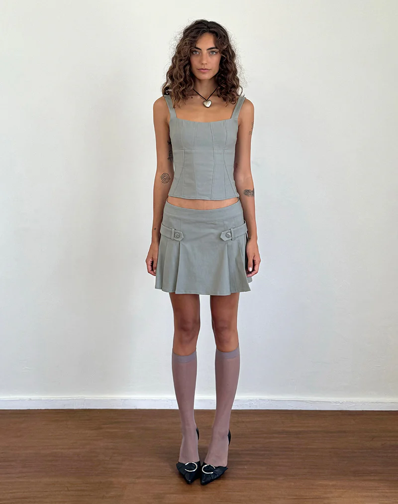 Ahanu Pleated Mini Skirt in Grey - Image 4
