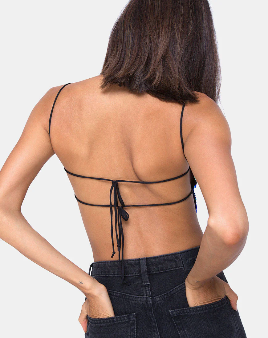 Ahena Crop Top in Dragon Fruit Sequin - Image 2