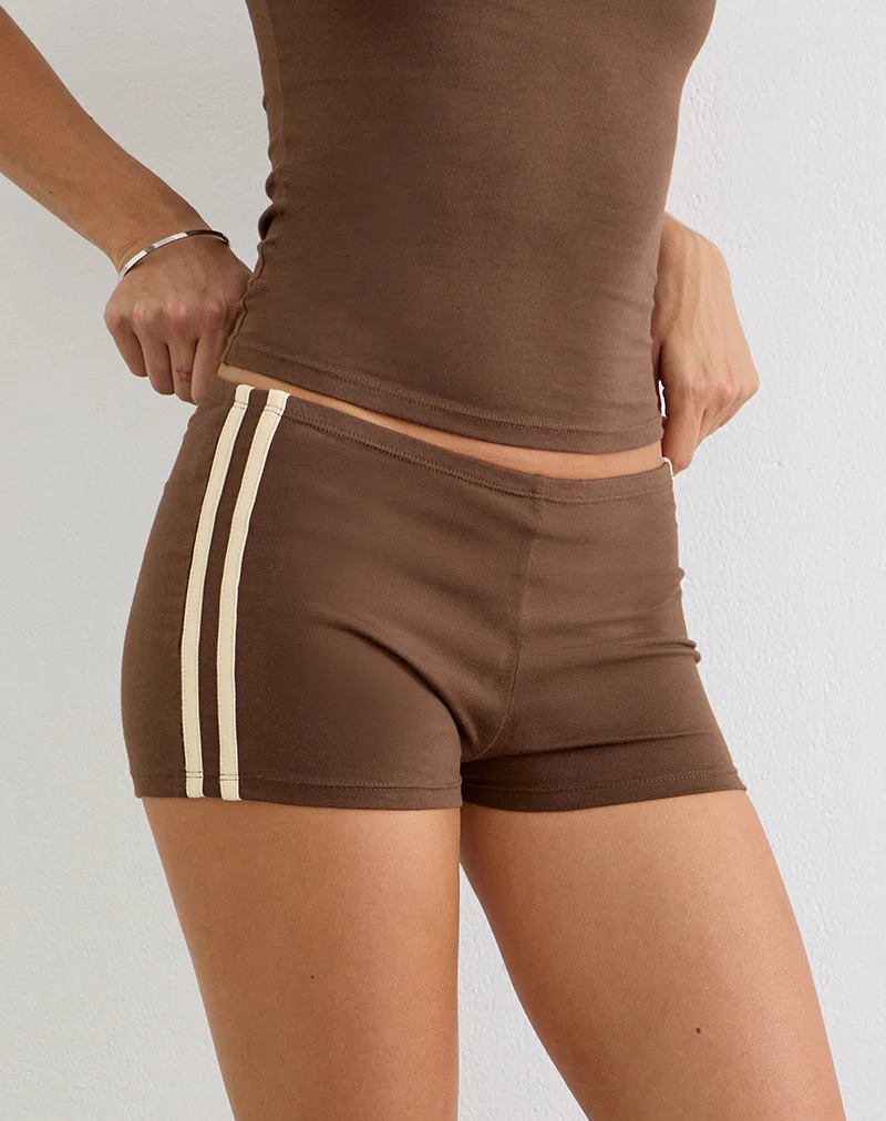 Ainu Short in Cocoa Brown with Buttermilk Binding - Image 2