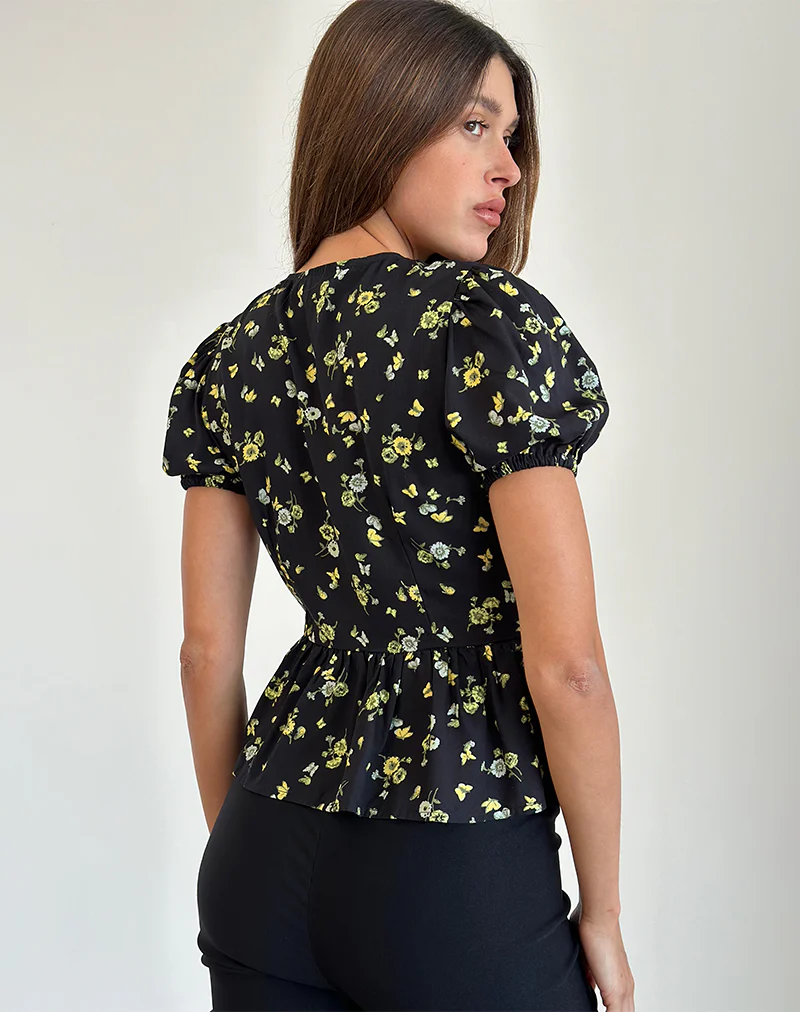 Ajasi Blouse in Lemon and Lime Black - Image 4