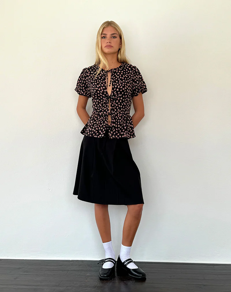 Ajasi Blouse in Red Rose Ditsy Black - Image 3