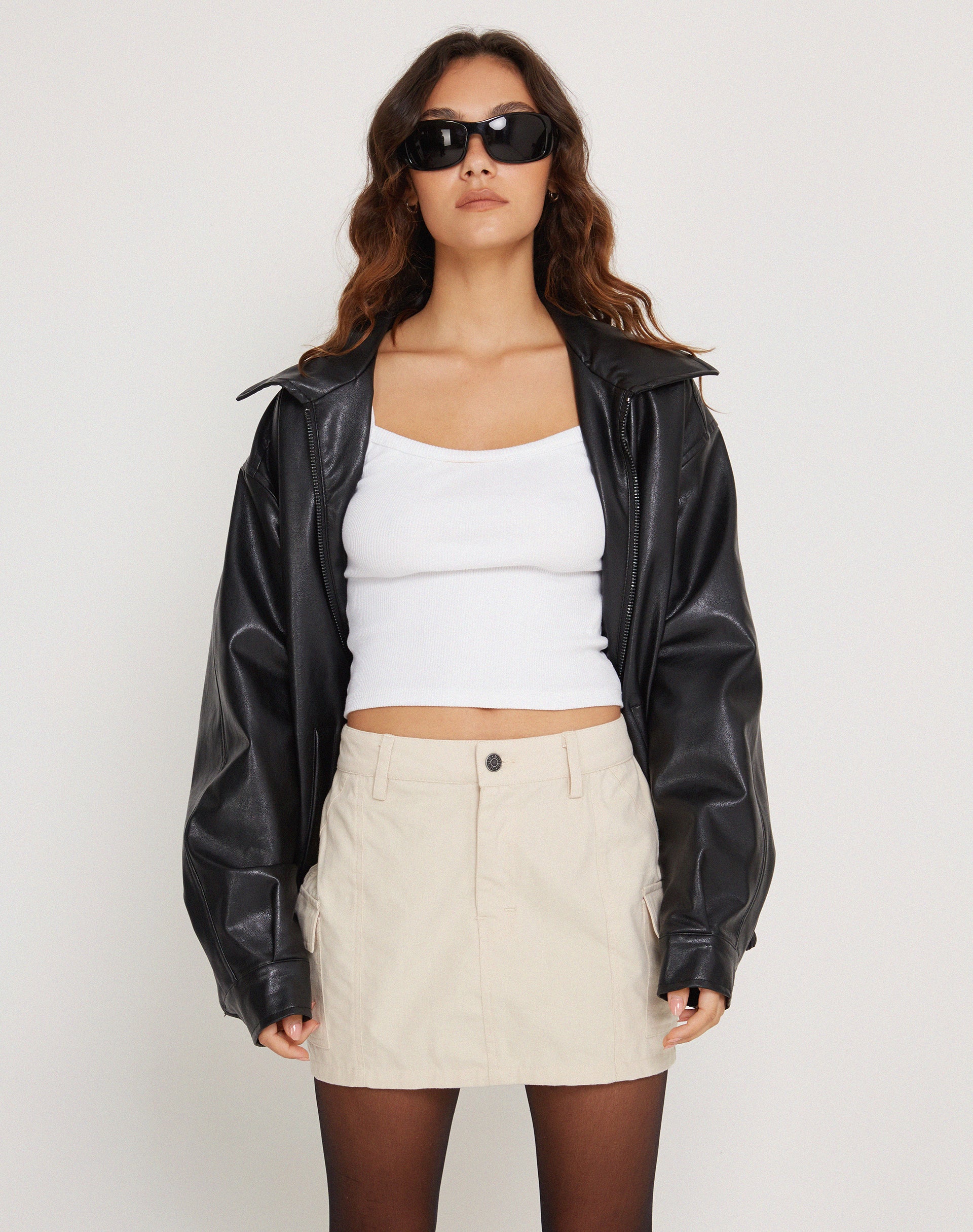 Ajeng Low Rise Cargo Mini Skirt in Ecru - Image 3