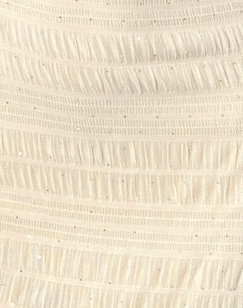 Akaira Mini Dress in Sequin Mesh Ivory - Image 6