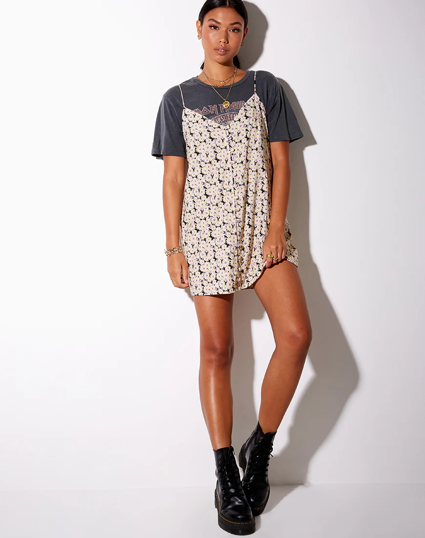 Akina Slip Dress in Daisy Day Dream Cream - Image 3