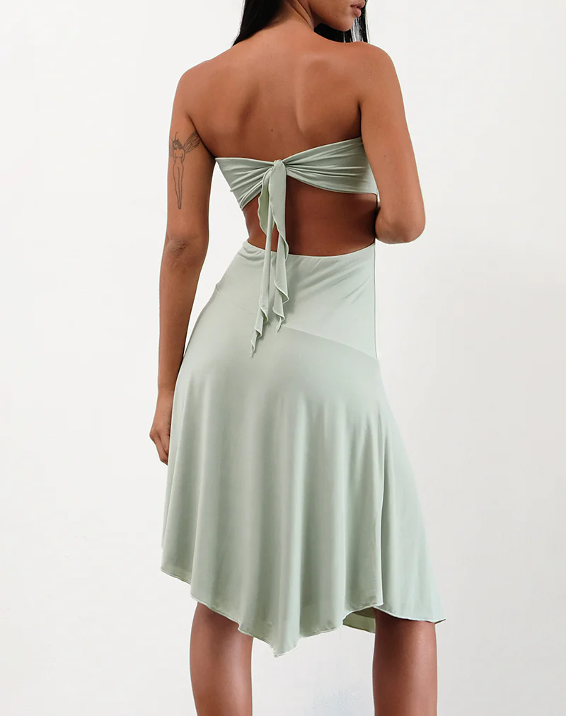 Akira Bandeau Midi Dress in Slinky Sage - Image 2