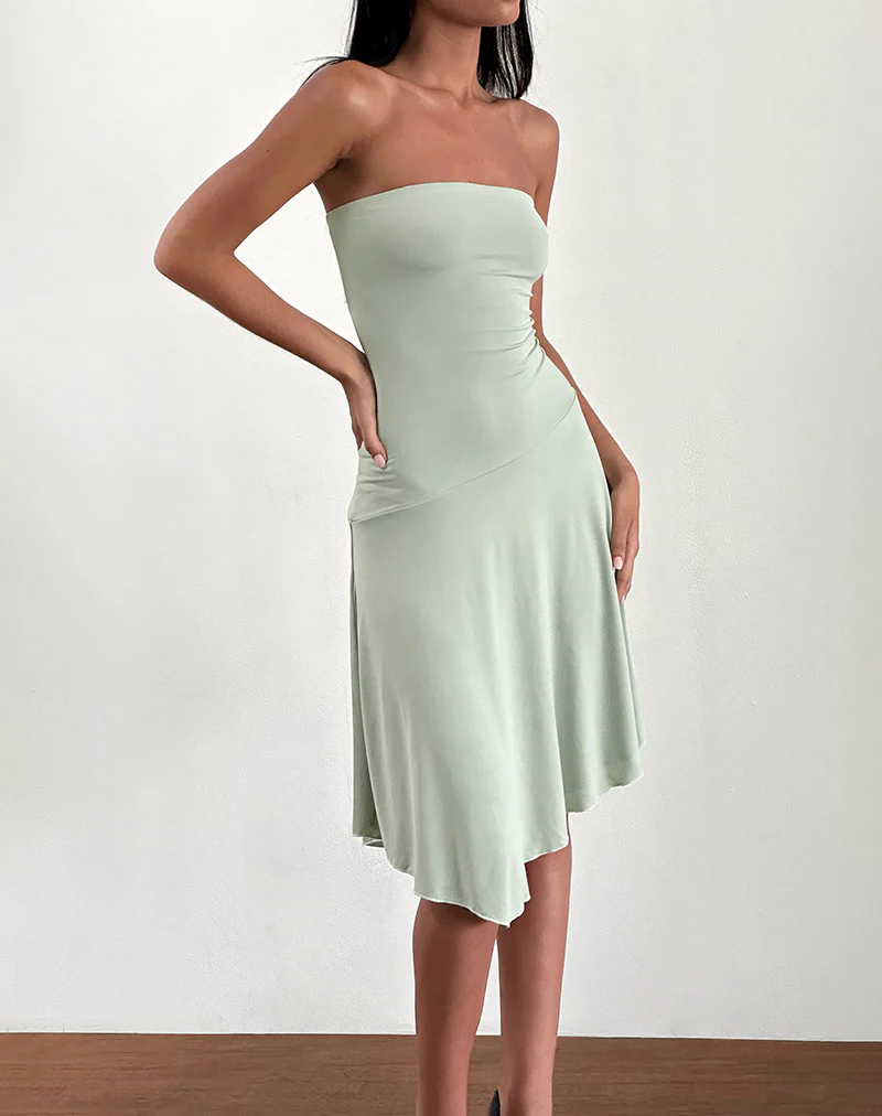 Akira Bandeau Midi Dress in Slinky Sage - Image 3