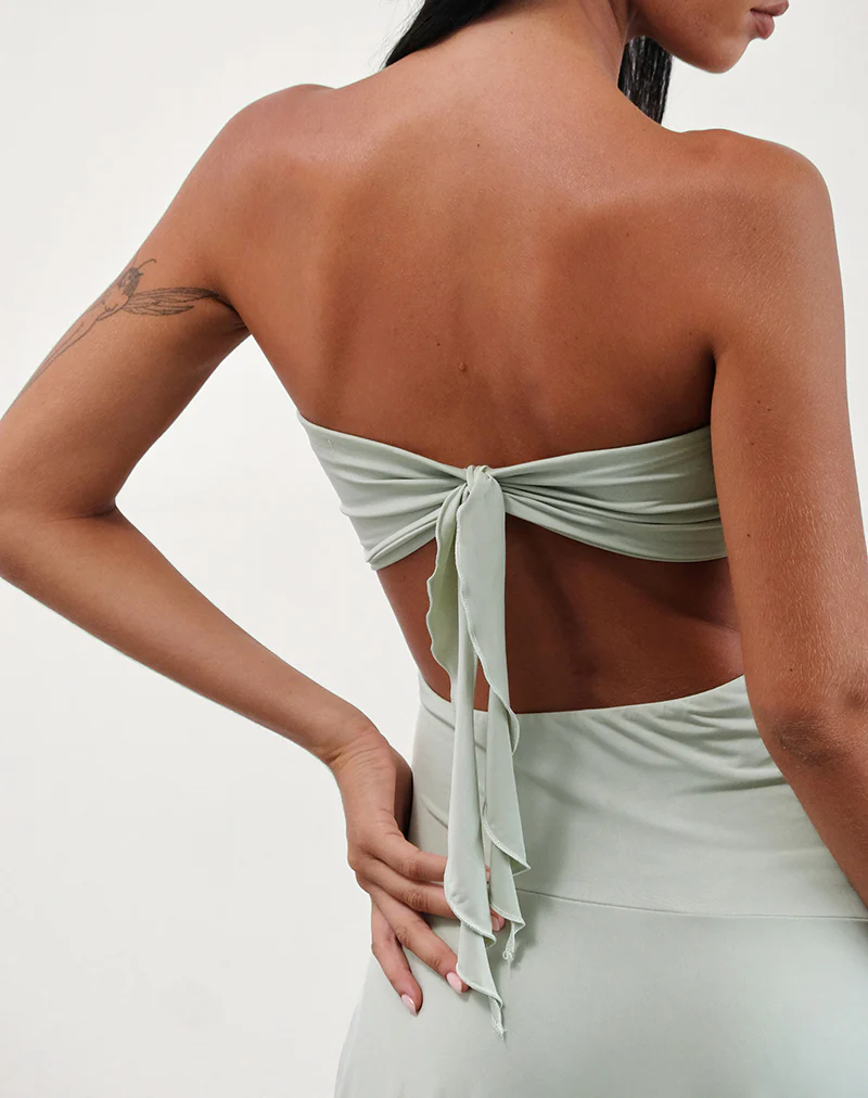 Akira Bandeau Midi Dress in Slinky Sage - Image 4