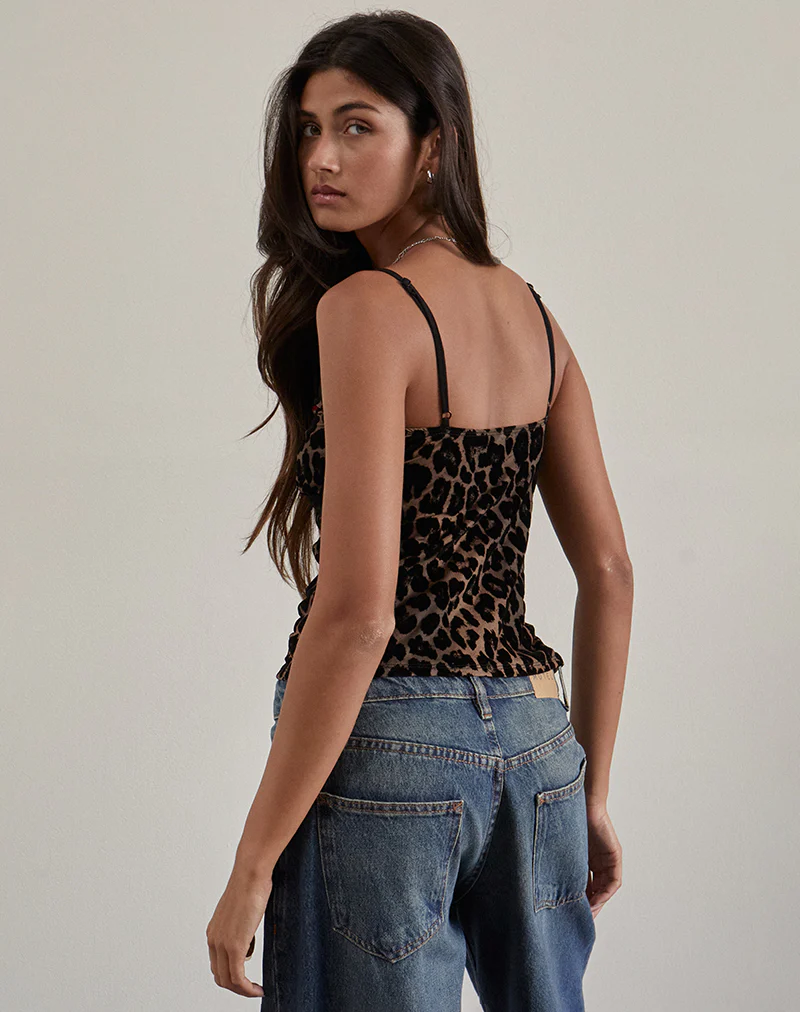 Alcesta Top in Flock Mesh Rar Leopard - Image 6