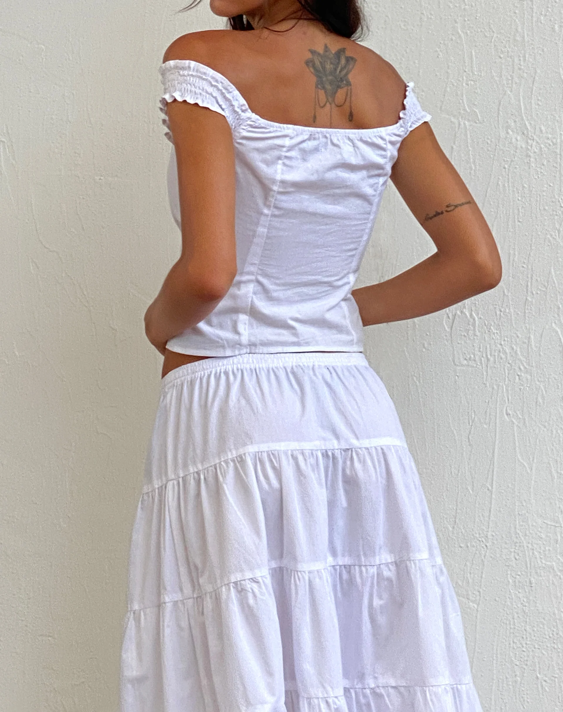 Alderidge Bardot Corset Top in White - Image 3
