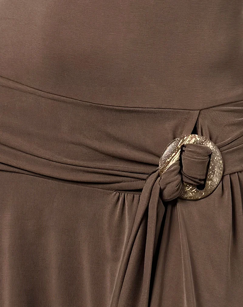 Aleida Belted Mini Dress in Cupro Mink - Image 6