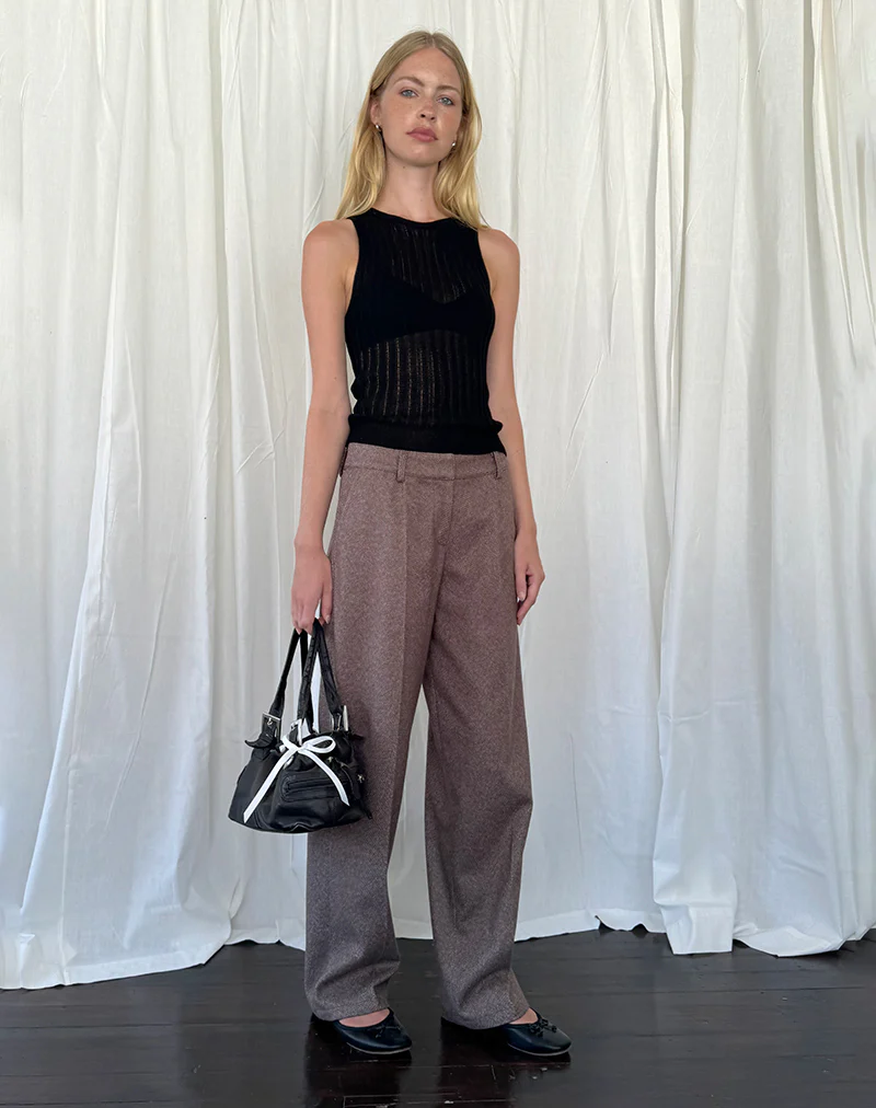 Alessia Vest Top in Wide Rib Knit Black - Image 4