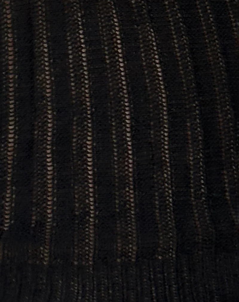 Alessia Vest Top in Wide Rib Knit Black - Image 6