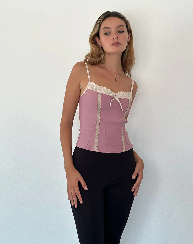 Alexa Corset Top in Dusky Pink - Image 3